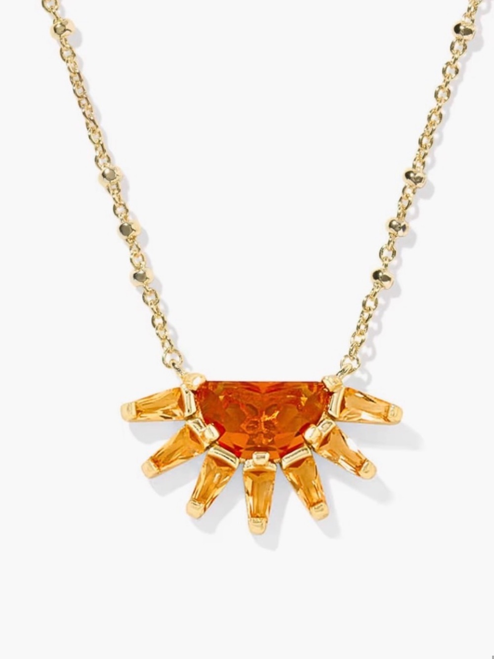 Kendra Scott Gold Samantha Sunset Orange Sunburst Necklace NEW